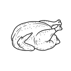 Wholesome Roast Chicken:A meticulously rendered illustration presents a succulent roast chicken, artfully depicted with attention to detail and inviting textures.