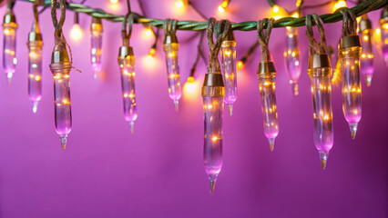 Naklejka premium abstract background with colorful lights, Iridescent icicle lights, Christmas lights background