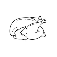 Roasted Poultry: A classic line drawing depicts a fully roasted chicken, ready for a festive feast.