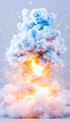Naklejka premium Explosion cloud, vibrant colors, abstract art, digital rendering