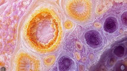 Detailed Cross Section of Cotton Stem Gossypium with Vibrant Colors and Structures Under Gigapixel Magnification
