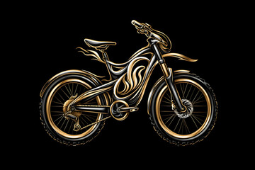 Fototapeta premium Gold and Black Mountain Bike Graphic Design