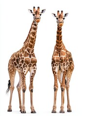 Giraffes standing together studio setting animal photography white background close-up wildlife art