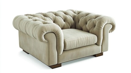 Obraz premium Elegant Tufted Armchair: A luxurious, tufted armchair exudes comfort and sophistication, a statement piece perfect for any living space.