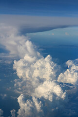 Dramatic cloudscape and from the airplane's window