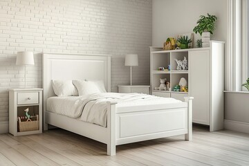 White Kids Room Interior Design