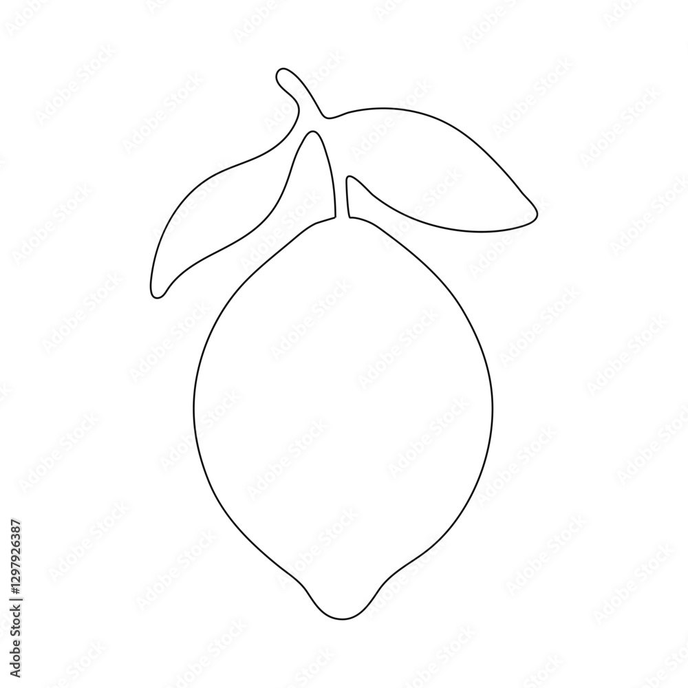 Fototapete lemon in one line art vector illustration minimalistic design vector graphics.the lemon is drawn wit