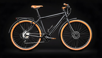 Fototapeta premium Modern Black Bicycle on Dark Background
