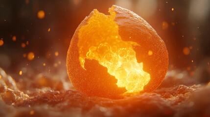 Realistic Cross Section of a Chicken Embryo Inside a Broken Egg Shell with High Quality Details and Gigapixel Resolution