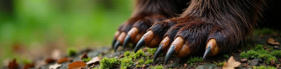 Obraz premium Bear Claws and Paw Print on Tree Bark , forest scene, woodland, mammal tracks