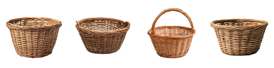 Obraz premium Assortment of handcrafted woven wicker baskets in various shapes sizes and styles suitable for storage decor shopping picnics and other household and outdoor uses