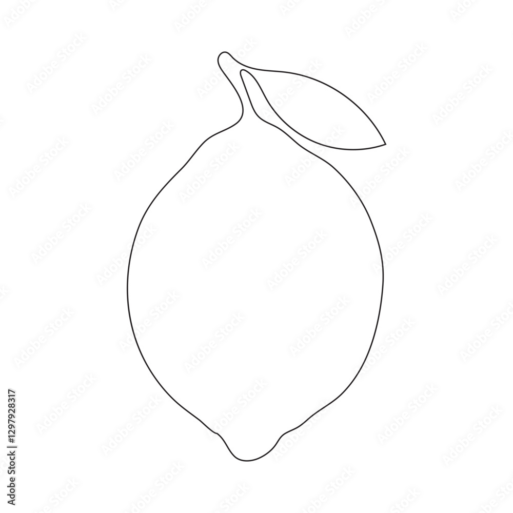 Fototapete lemon in one line art vector illustration minimalistic design vector graphics.the lemon is drawn wit