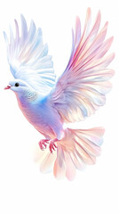 Obraz premium Pastel Pigeon in Flight; Beautiful, Colorful Bird Soaring