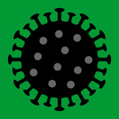 Virus Silhouette Icon, Black Vector Illustration, EPS File, Isolated on Green, Symbol for Medical, Health, Biology, Pandemic, Bacteria, Infection, Microorganism, Logo, Sticker, Background