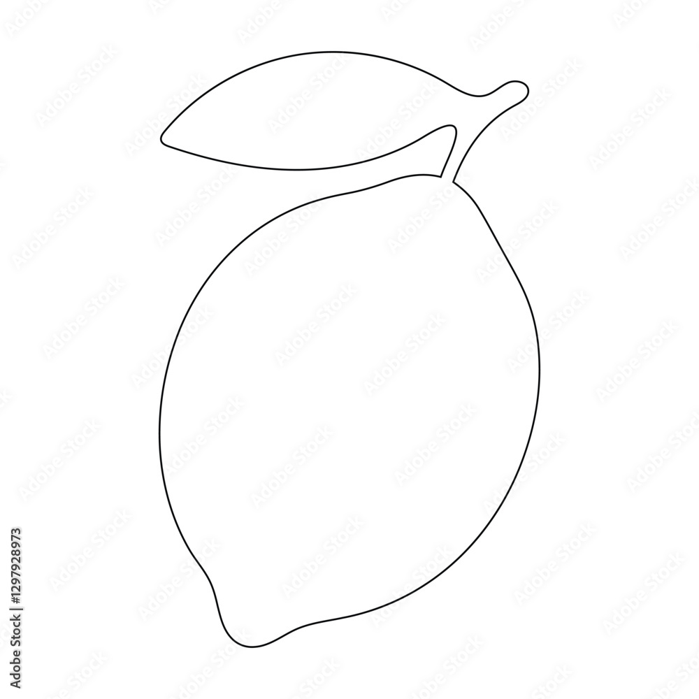 Fototapete Lemon in one line art vector illustration  Minimalistic design Vector graphics.The lemon is drawn with one continuous line on a white background
