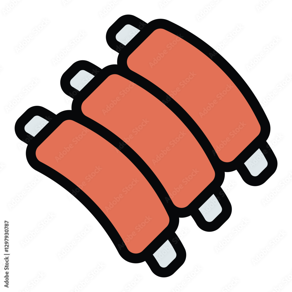 Fototapete ribs icon a flat line color style illustration depicting a portion of ribs with visible bones and gr