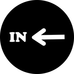 IN arrow icon. Simple arrow big vector isolated on transparent background. Red or green street sign with flat arrow pointing right and left signboard on road for pointing direction