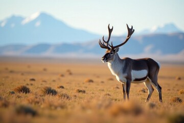 Fototapeta premium Caribou in the open tundra , Landscapes, Animals, Fauna
