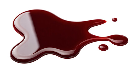 Obraz premium Dark red or blood liquid spill on white or transparent background