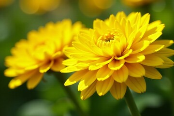Obraz premium Vibrant yellow chrysanthemums in full bloom on a sunny day, background, vibrant, nature