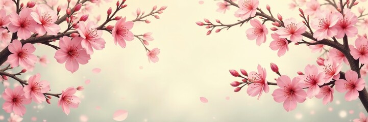 Naklejka premium Vintage Japanese sakura blossom pattern in pastel colors, elegant, textile, sakura