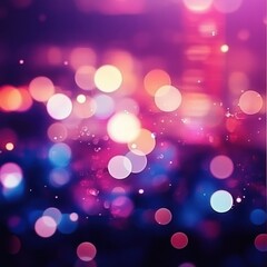 Obraz premium Abstract Bokeh Lightscape: A Symphony of Purple, Pink, and Blue