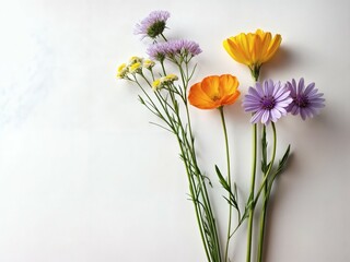 Fototapeta premium close-up of different varieties of flowers against a white background