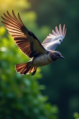 Fototapeta premium Close-up of a bird in flight with outstretched wings, wildlife, bird in flight, wings