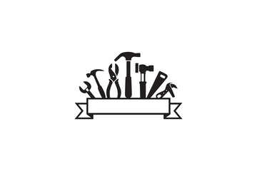 Construction Tools with Customizable Ribbon vector