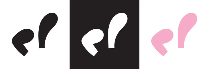 Bunny ear icon. Isolated on white and black background. Vector illustration. EPS 10