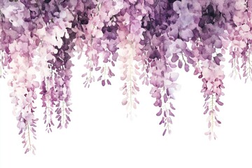 Fototapeta premium Watercolor painting of cascading wisteria flowers.