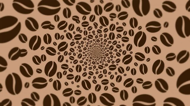 Hypnotic Rotating Coffee Beans Loop Background