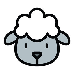 Lamb Icon A simplified lamb silhouette with rounded features, short legs, and a fluffy body outline, illustrated in a flat line color style.