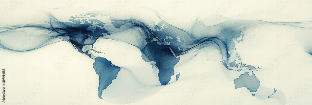 Aufkleber Visual representation of global connectivity and movement patterns across continents and oceans. Generative AI