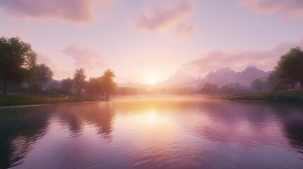 Fototapeta premium Serene Sunrise Moments by the Water