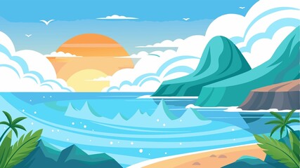 Obraz premium The tranquil sounds of the ocean waves create a soothing atmosphere for her practice.