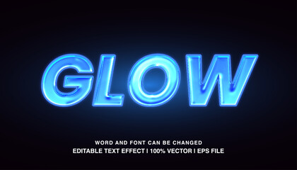 editable text effect glossy glow blue