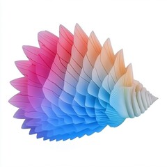 Colorful Spiral Seashell Design with Gradient Soft Shades and Patterns