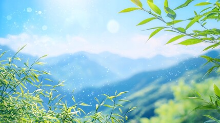 Obraz premium Bright Sunny Landscape of Lush Green Mountains