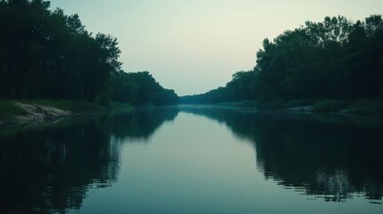 Fototapeta premium Tranquil Evening on Calm Water Surface