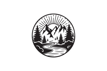 Scenic Mountain Landscape Illustration vector