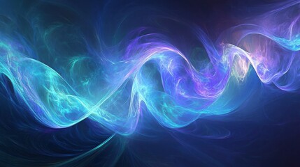 Abstract waves of blue and purple energy in motion