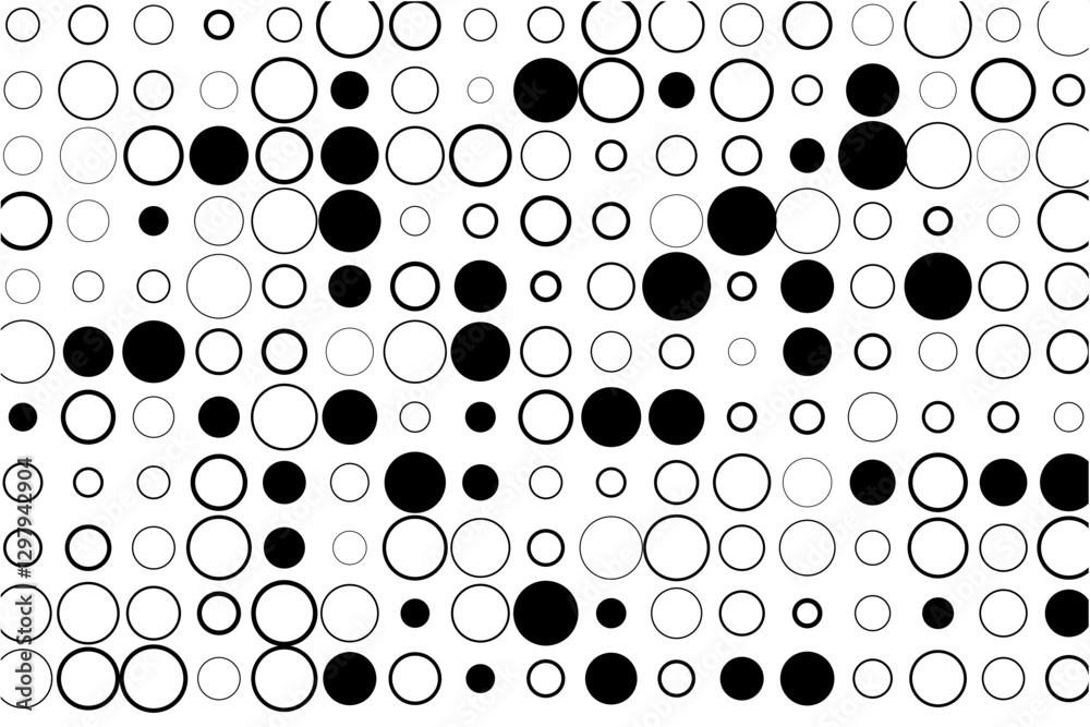Aufkleber Geometric pattern of fully present circles with selective black