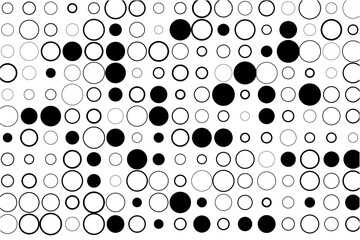Geometric pattern of fully present circles with selective black