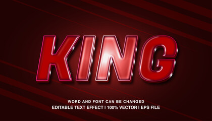 editable text effect king red glossy