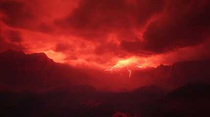 Obraz premium Dramatic red sky storm wallpapers