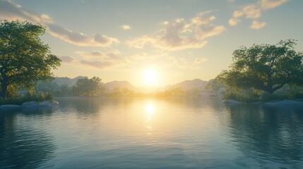Tranquil Sunrise Over Still Waters