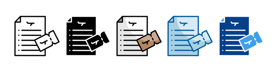 Plane Ticket Icon Set Multiple Style Collection