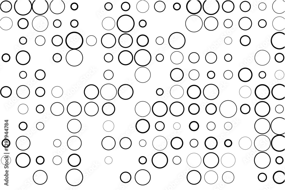 Poster Geometric pattern featuring gaps in randomized circle grid
