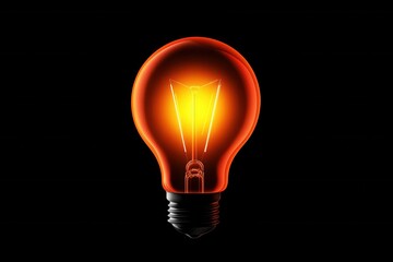 Glowing lightbulb innovation concept black background